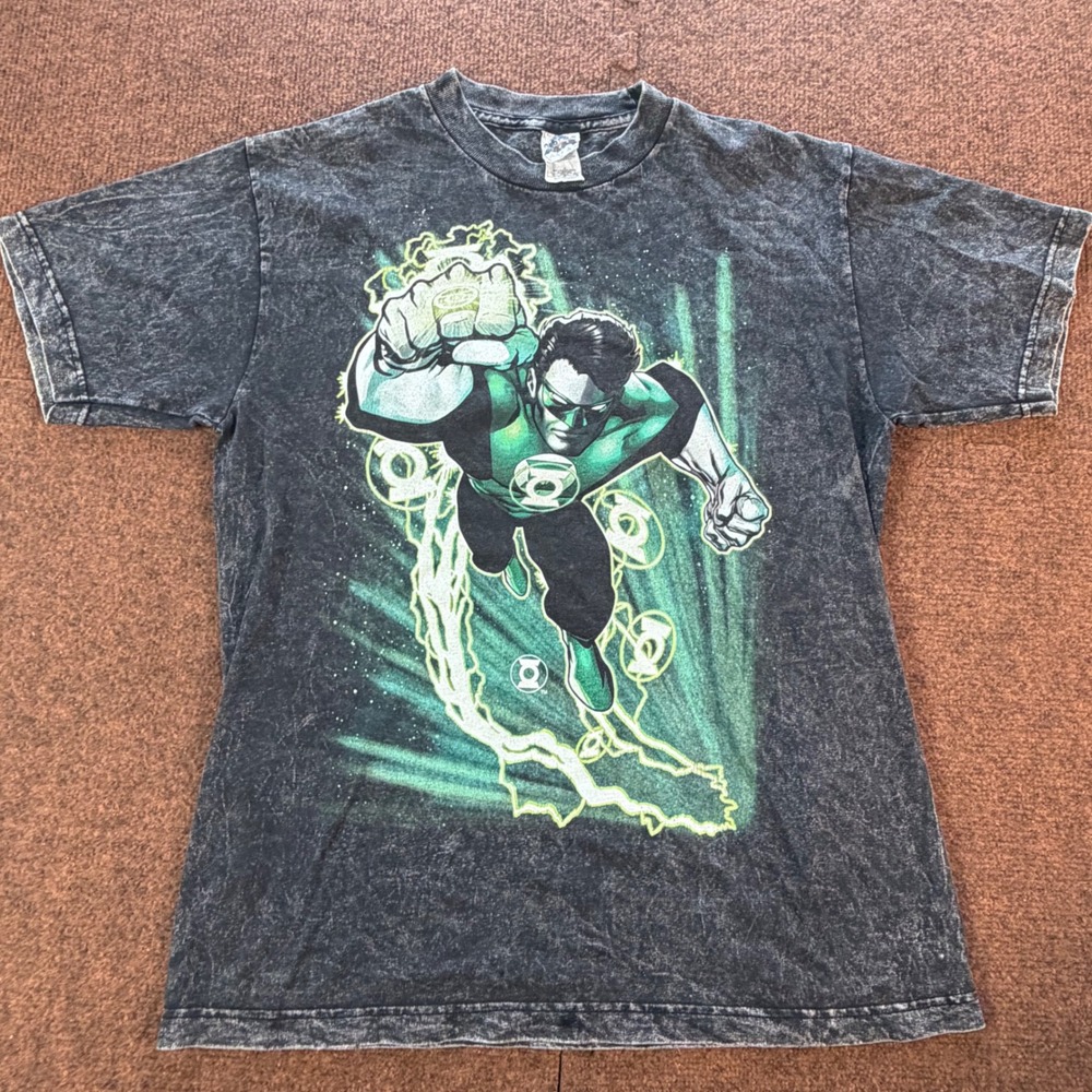 A+ Alstyle DC Comics Green Lantern Graphic Tee Acid Wash Gray Mens Medium 2045